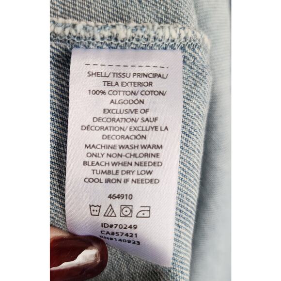 Vintage Y2K LOFT Floral Embroidered Denim Shift Dress sz Medium Midi Cottage - Picture 5 of 5